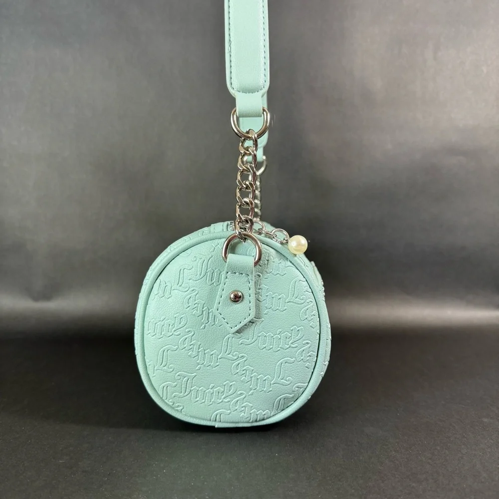 Juicy Couture YK2 String Of Pearls Roll Bag Pastel Turq - Rhinestone logo - Picture 3 of 8